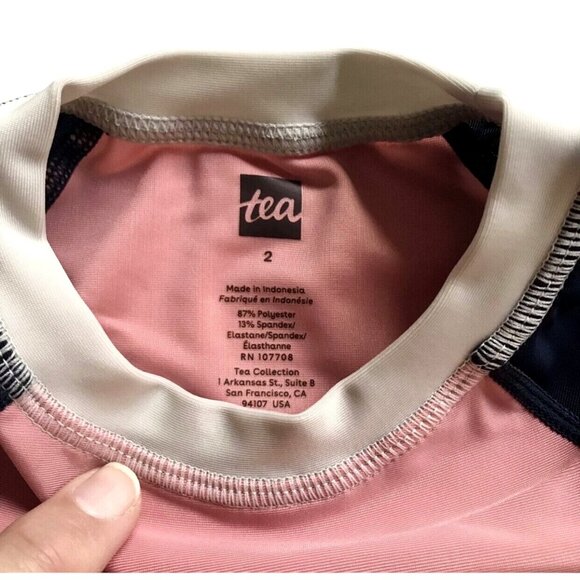 NWT Tea Collection Mauve Glow Colorblock LS Rashguard UPF 40 Size 2 - Picture 2 of 6